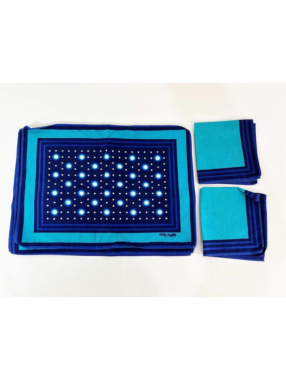 Blue Polka Dot Placemats & Napkins Set